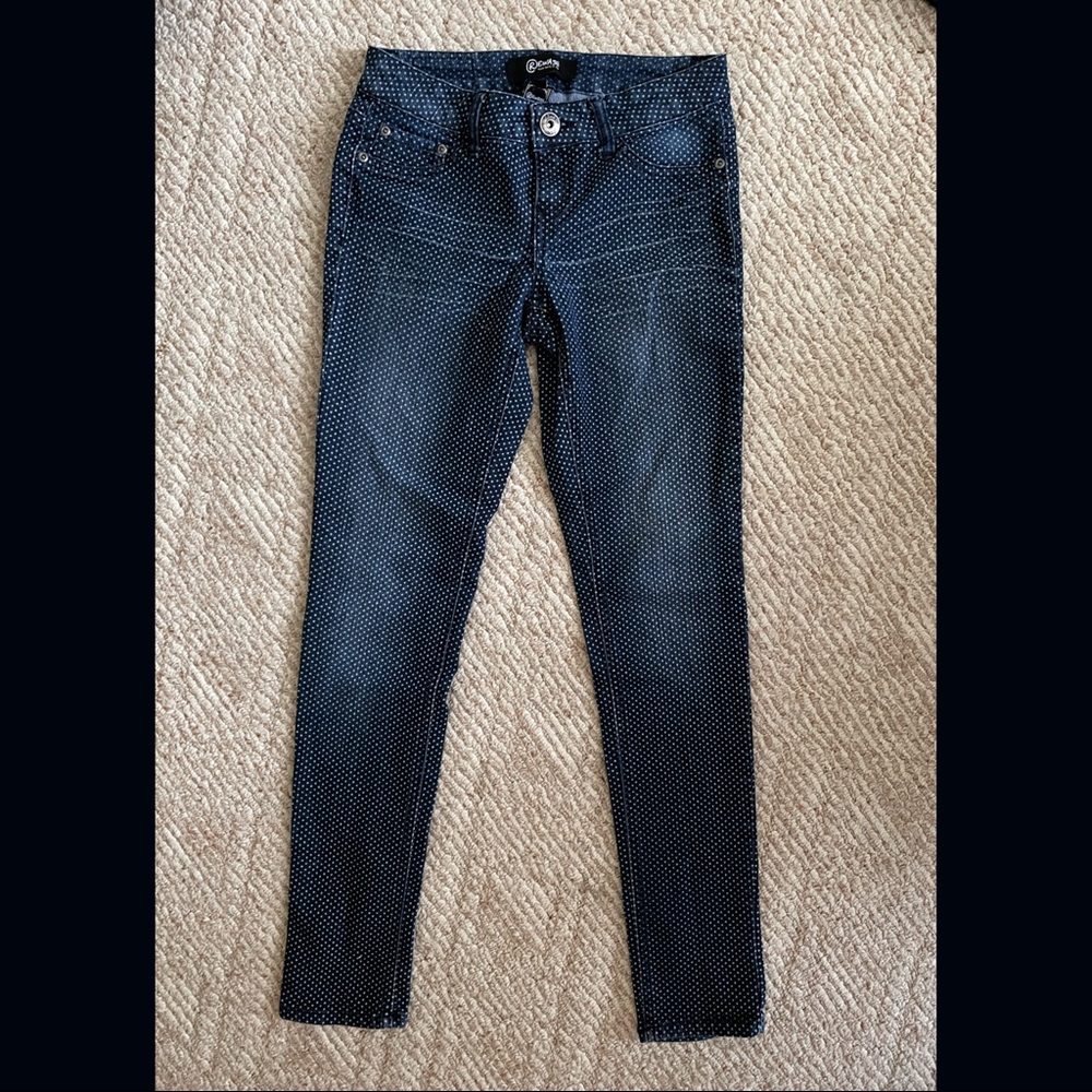 Rewash Denim Polka Dotted Dark Wash Blue Skinny Jeans